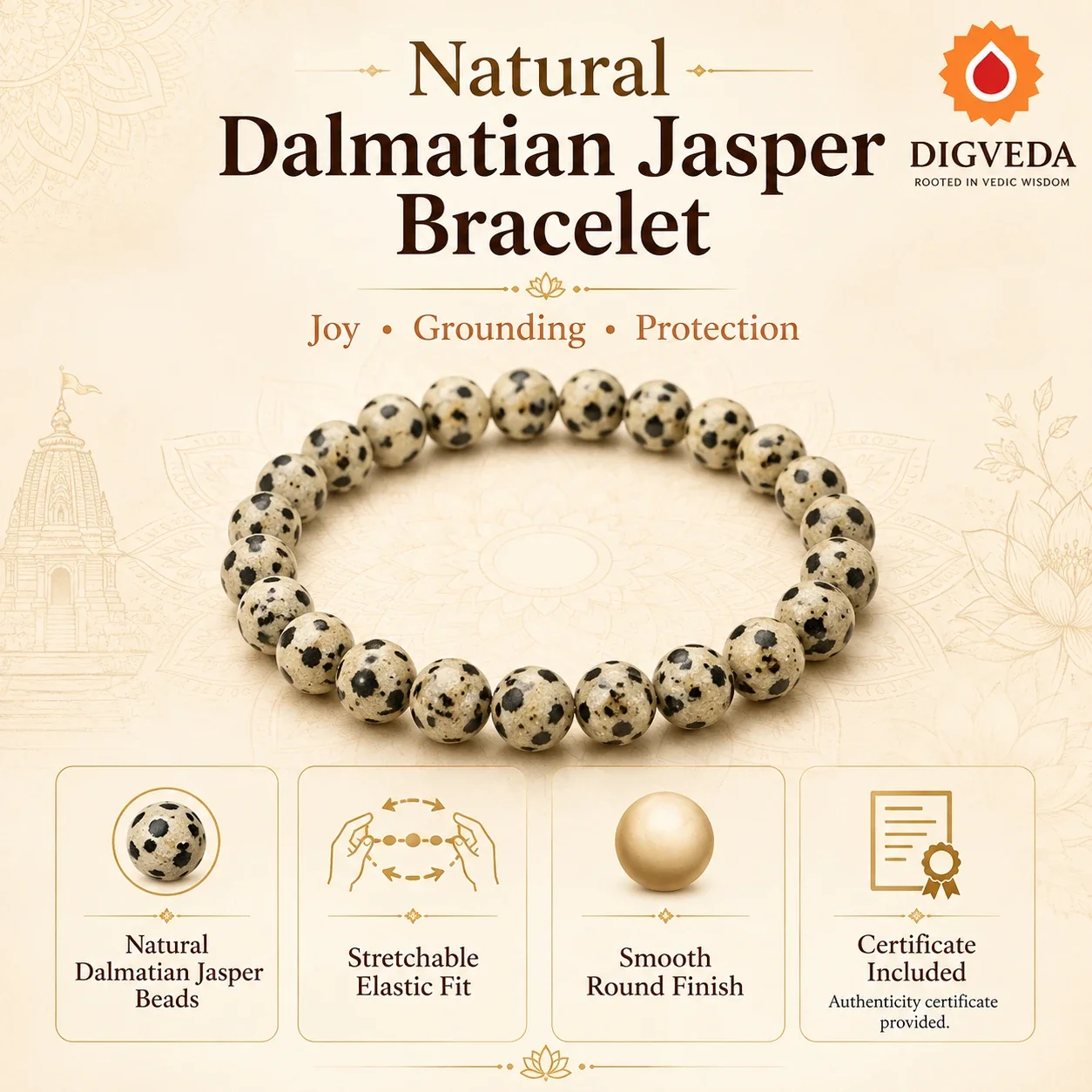 Dalmatian Jasper Bracelet — buy online at Digveda